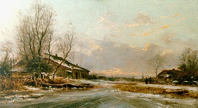 Johan Hendrik Doeleman | Winterlandschap, olieverf op paneel, 14,3 x 24,3 cm, gesigneerd r.o.