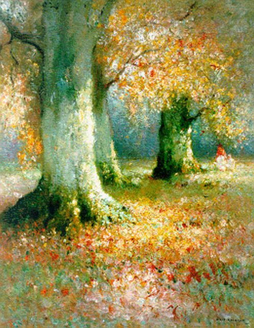 Aris Knikker | Figuren in het bos, olieverf op doek, 49,8 x 40,2 cm, gesigneerd r.o.