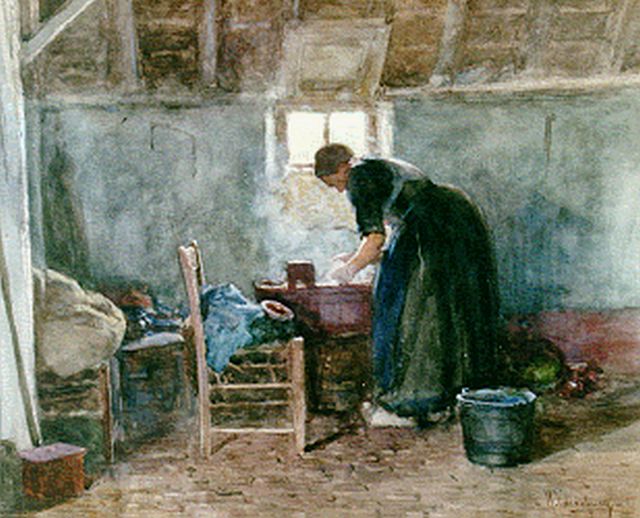 Hendrik Valkenburg | Wasdag, aquarel op papier, 44,0 x 55,0 cm, gesigneerd r.o.