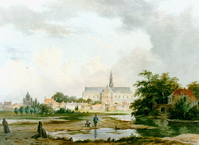 Bart van Hove | Gezicht op de St. Bavo, Haarlem, aquarel op papier, 24,0 x 31,0 cm, gesigneerd r.o.