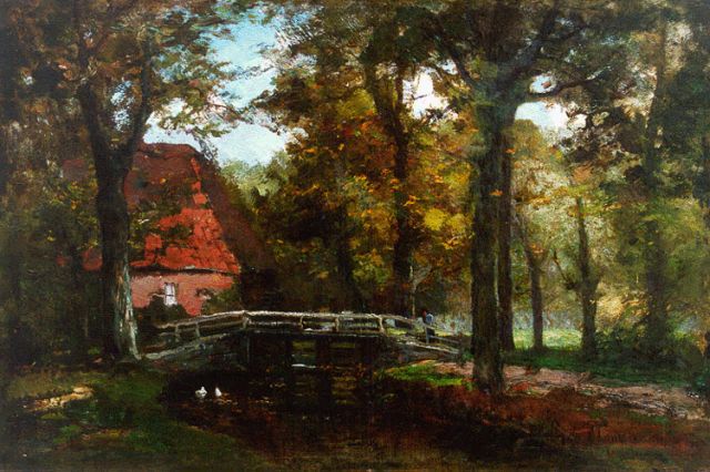 Frits Mondriaan | Boerderij tussen de bomen, olieverf op doek, 29,1 x 44,0 cm, gesigneerd r.o.