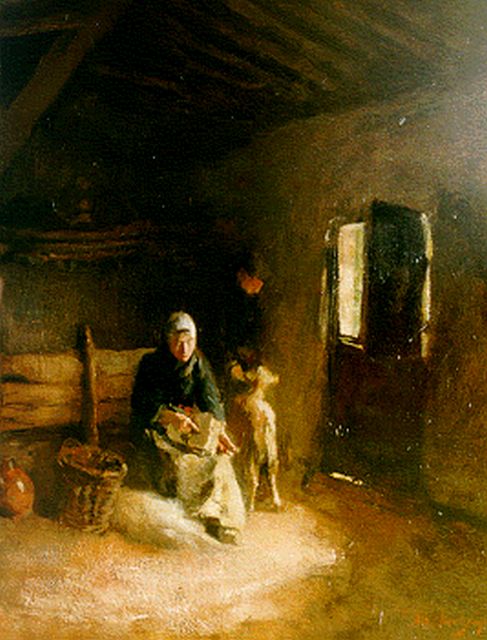 Albert Neuhuys | Wolkaartster, olieverf op paneel, 56,2 x 43,2 cm, gesigneerd r.o.