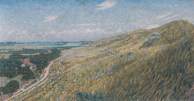 Ferdinand Hart Nibbrig | Zicht vanaf het duin bij Zoutelande, olieverf op doek, 43,1 x 80,3 cm, gesigneerd r.o.