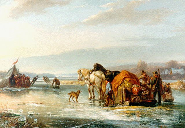 Frans Breuhaus de Groot | IJsgezicht, olieverf op paneel, 27,0 x 37,6 cm, gesigneerd r.o.