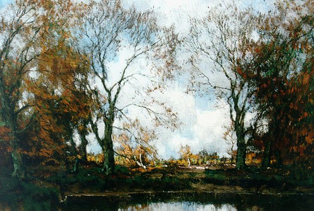 Arnold Gorter | Beeklandschap in de herfst, olieverf op doek, 32,0 x 42,5 cm, gesigneerd r.o.