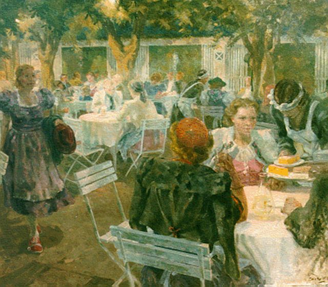 Louis Schutte | Zomeravond te Salzburg, olieverf op doek, 126,0 x 149,3 cm, gesigneerd r.o.