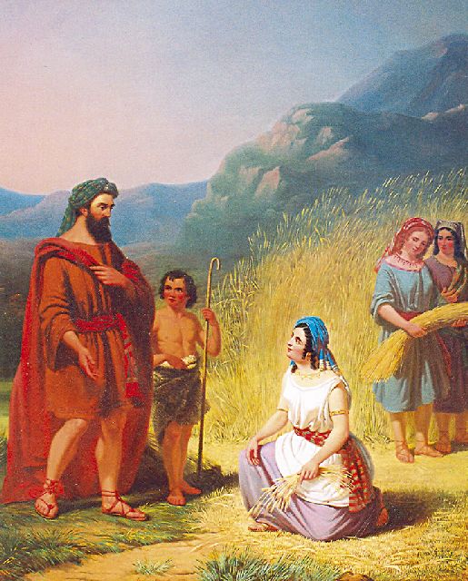 Jan Braet von Uberfeldt | Ruth en Boaz, olieverf op doek, 140,0 x 115,0 cm, gesigneerd r.o. en gedateerd 1862