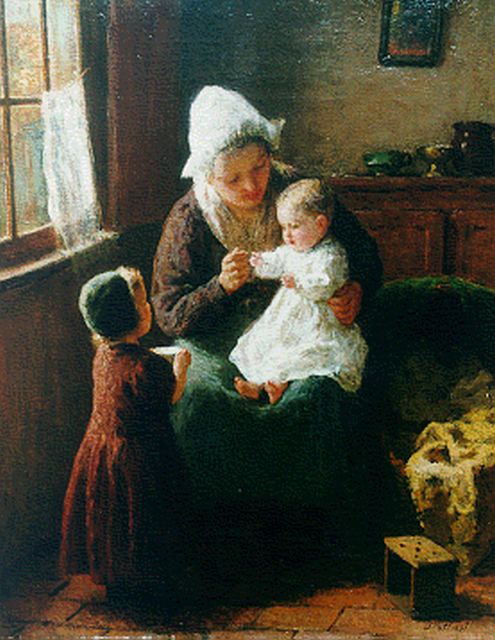 Bernard Pothast | Larens interieur, olieverf op doek, 50,0 x 39,8 cm, gesigneerd r.o.