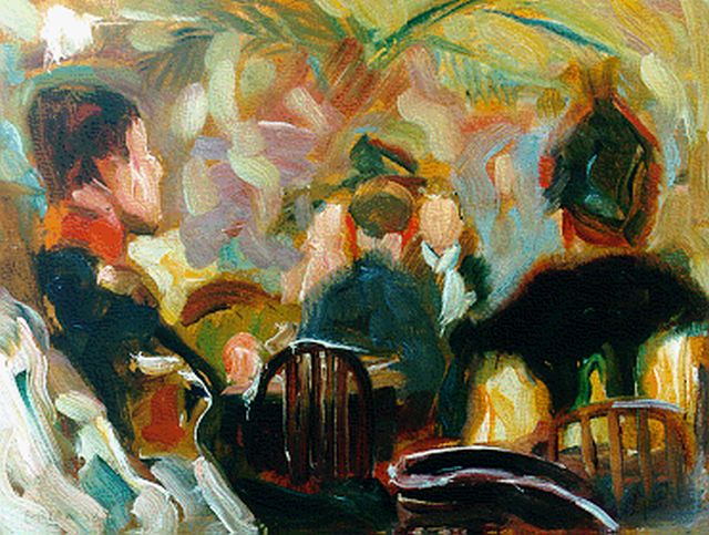 Eugen Orlowsky | Restaurant scène, 19,0 x 25,0 cm, gesigneerd l.o.