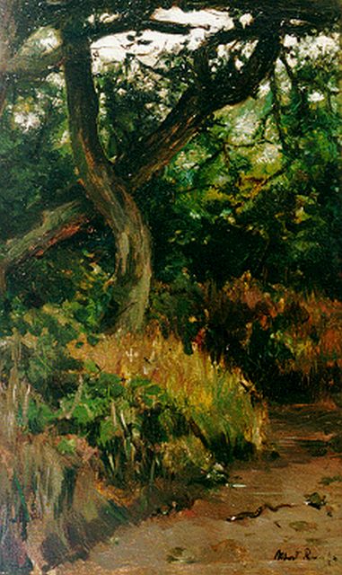 Albert Roelofs | Bosgezicht, olieverf op paneel, 39,9 x 25,4 cm, gesigneerd r.o.