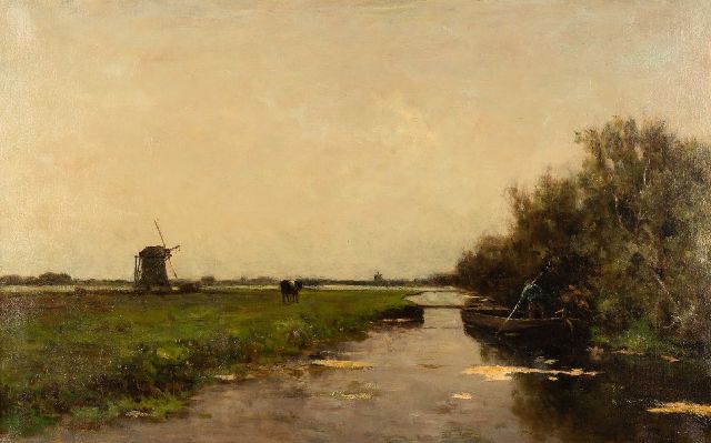 Victor Bauffe | Punterende boer in weids landschap, olieverf op doek, 63,2 x 100,3 cm, gesigneerd r.o.