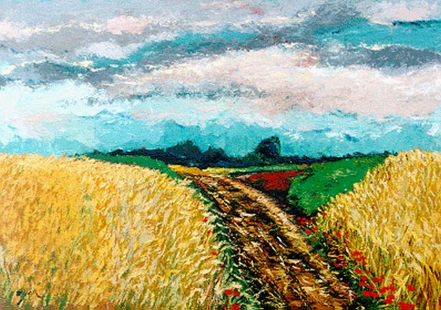 Charles Eyck | Korenveld met papavers, 50,0 x 70,0 cm, gesigneerd l.o.