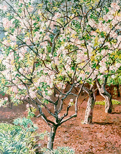 Herman Bieling | Boomgaard, olieverf op doek, 68,8 x 55,3 cm, gesigneerd r.o.