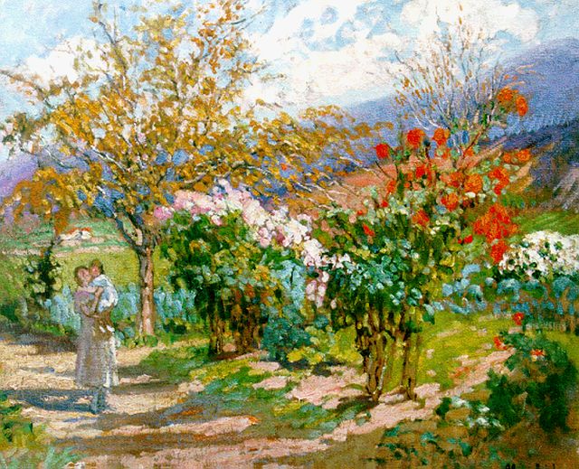 Marie Marguérite Réol | Le pied de dahlias roses, olieverf op doek, 60,0 x 73,0 cm, gesigneerd r.o.