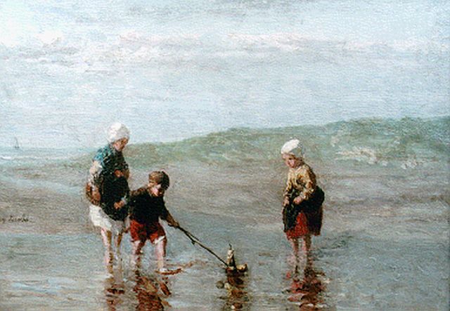 Jozef Israëls | Bootje varen, olieverf op paneel, 20,6 x 29,0 cm, gesigneerd l.i.h.m.