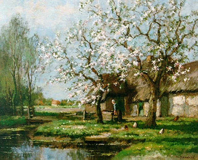 Cor Bouter | Voorjaar, olieverf op doek, 41,3 x 51,3 cm, gesigneerd r.o.