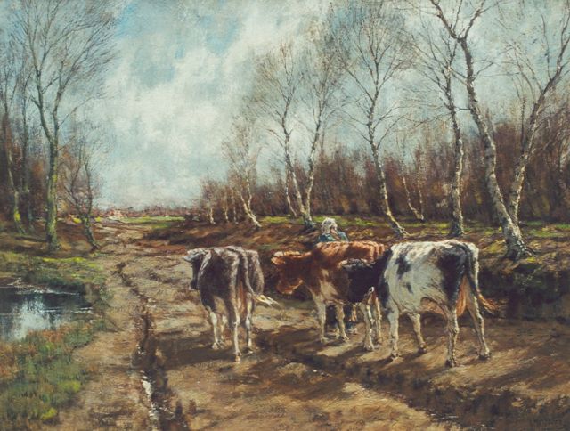 Arnold Gorter | Koeien in herfstlandschap, olieverf op doek, 66,8 x 87,0 cm, gesigneerd r.o.