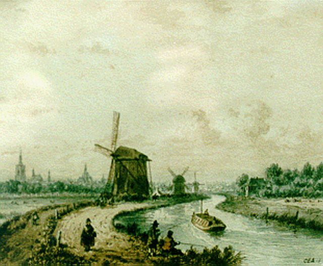 Carl Eduard Ahrendts | De Trekvliet bij Den Haag, aquarel op papier, 21,0 x 25,5 cm, gesigneerd r.o.