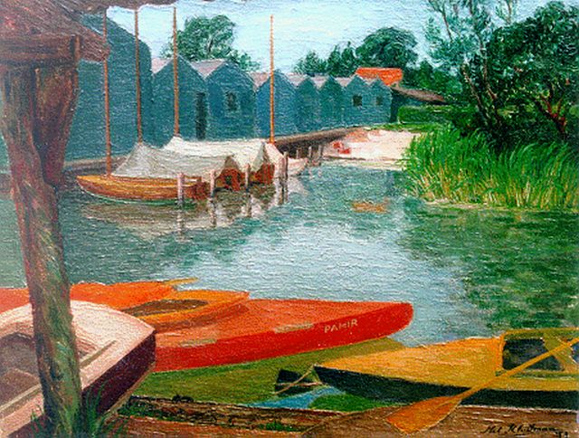 Nel Kluitman | De jollensteiger, olieverf op doek, 40,2 x 50,2 cm, gesigneerd r.o. en gedateerd '59