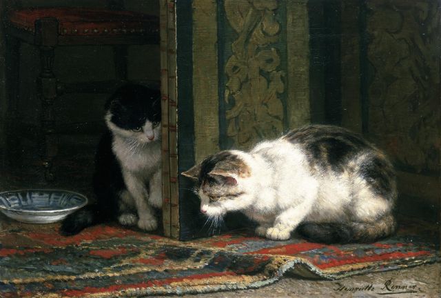 Henriette Ronner-Knip | Spelende poezen, olieverf op doek, 37,3 x 55,2 cm, gesigneerd r.o.