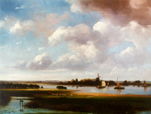 Nicolaas Roosenboom | Riviergezicht, olieverf op paneel, 25,9 x 34,2 cm, gesigneerd r.o.