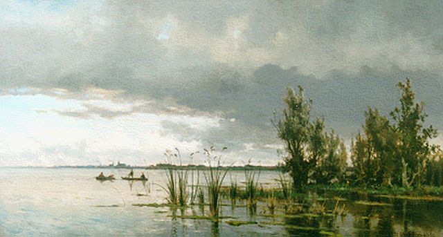 Edmond Schampheleer | Tussen Middelburg en Rotterdam, olieverf op doek, 54,2 x 100,2 cm, gesigneerd r.o. en gedateerd 1877