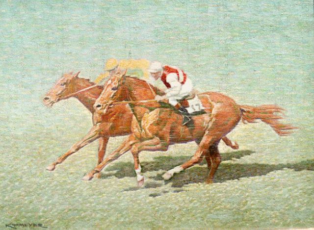 Meijer K.F.  | Paardenrace, olieverf op doek 30,0 x 40,0 cm, gesigneerd l.o.