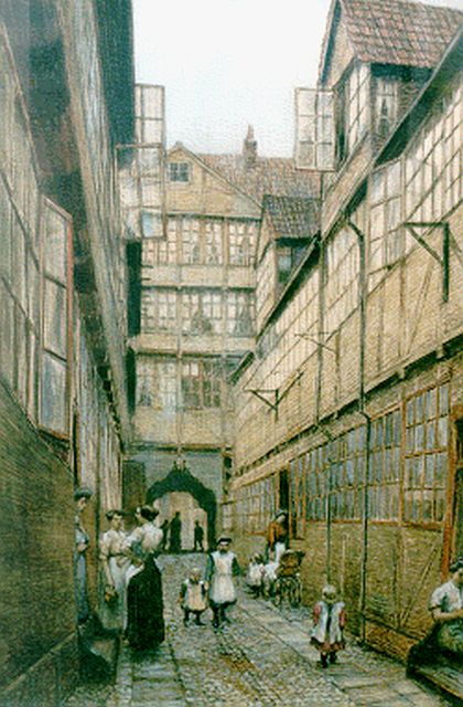 Gerard Johan Staller | Fingergang Hof in Hamburg, pastel en aquarel op papier, 129,0 x 88,0 cm, gesigneerd r.o.