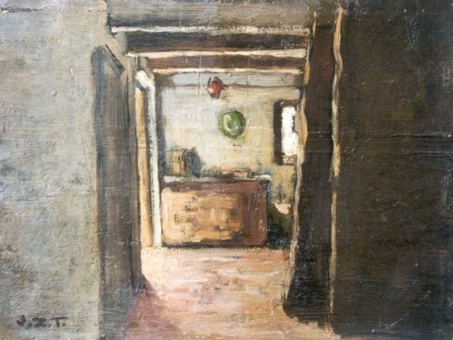 Jan Zoetelief Tromp | Doorkijkje (olieschets), olieverf op doek op karton, 21,0 x 27,9 cm, gesigneerd l.o. met initialen