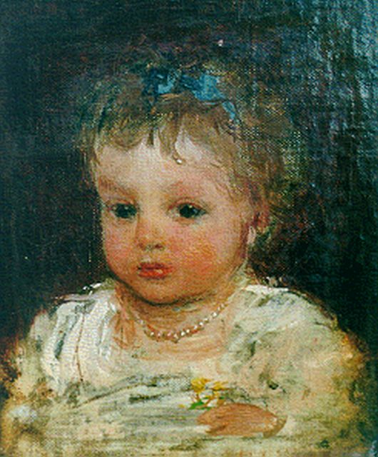 Jacob Maris | Annie, olieverf op doek op paneel, 14,1 x 11,7 cm