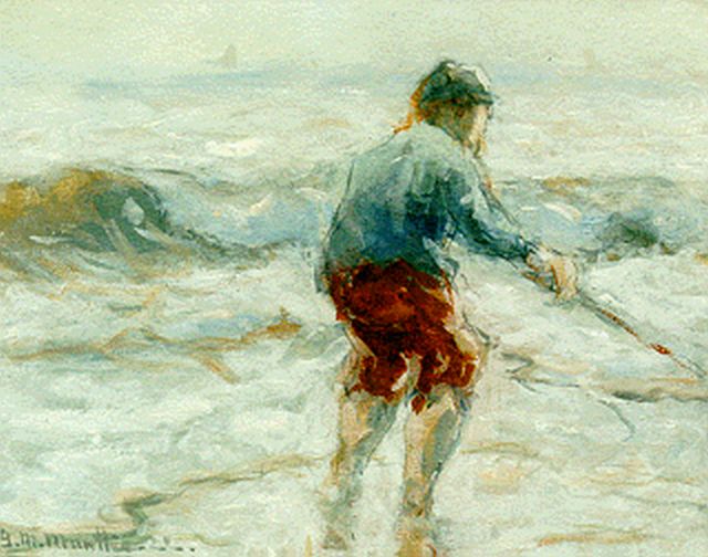 Morgenstjerne Munthe | De schelpenvisser, aquarel op papier, 23,0 x 28,5 cm, gesigneerd l.o.