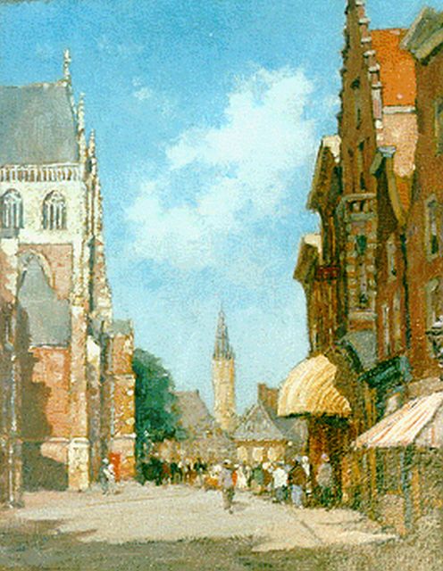 Herman Heuff | Stadsgezicht Haarlem, 31,7 x 25,1 cm, gesigneerd l.o. en gedateerd '18