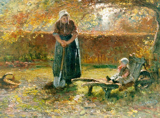 Bernard Blommers | In de tuin, olieverf op doek, 46,6 x 62,0 cm, gesigneerd r.o.