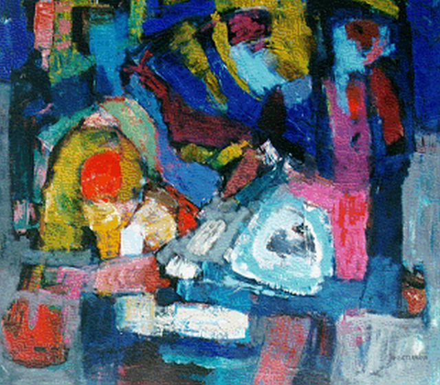 Jan Battermann | Compositie, olieverf op doek, 114,6 x 129,7 cm, gesigneerd r.o.