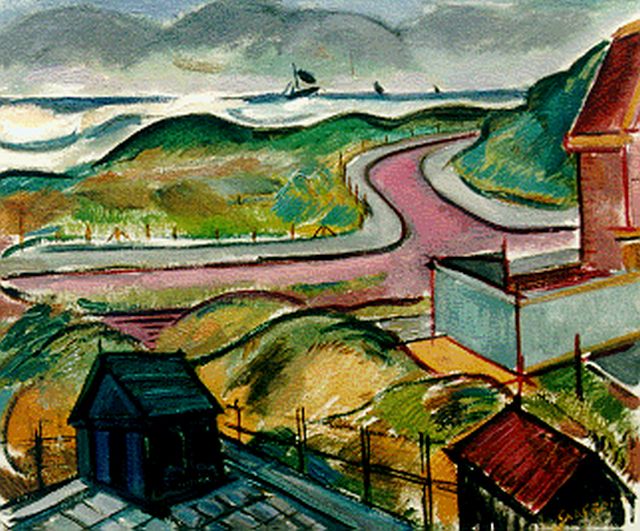 Louis Saalborn | Kustweg door de duinen, olieverf op doek, 64,0 x 76,1 cm, gesigneerd r.o.