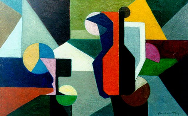 Christiane Olberg | Stilleven met karaf, olieverf op doek, 37,5 x 59,8 cm, gesigneerd r.o.