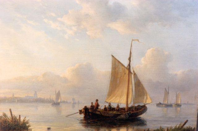 Lodewijk Johannes Kleijn | Riviergezicht met zeilboten, olieverf op paneel, 19,5 x 26,4 cm