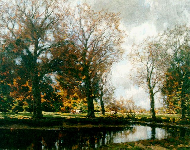 Arnold Gorter | Herfstlandschap met koeien, olieverf op doek, 67,6 x 84,9 cm, gesigneerd r.o.