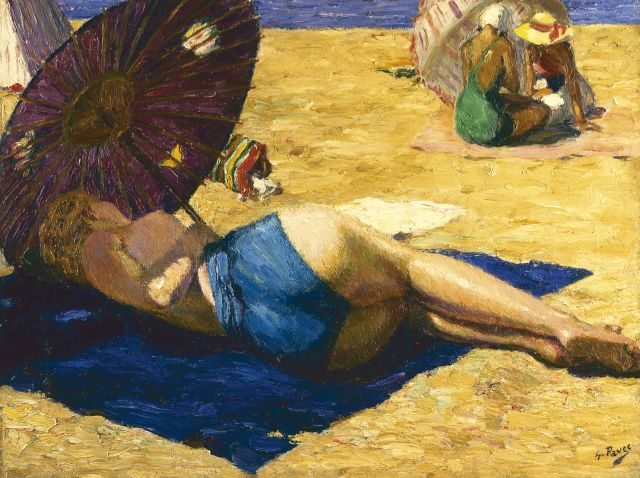 Georges Pavec | Premier Bain de Soleil, olieverf op doek, 49,2 x 64,7 cm, gesigneerd r.o.