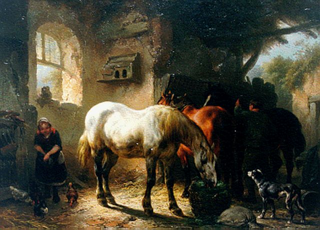 Wouterus Verschuur | Stalinterieur, olieverf op paneel, 31,7 x 43,9 cm, gesigneerd l.o.