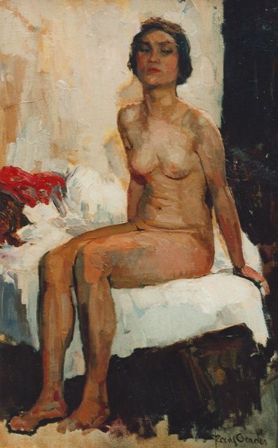 Frans Oerder | Zittend naakt, olieverf op doek, 70,0 x 45,7 cm, gesigneerd r.o.