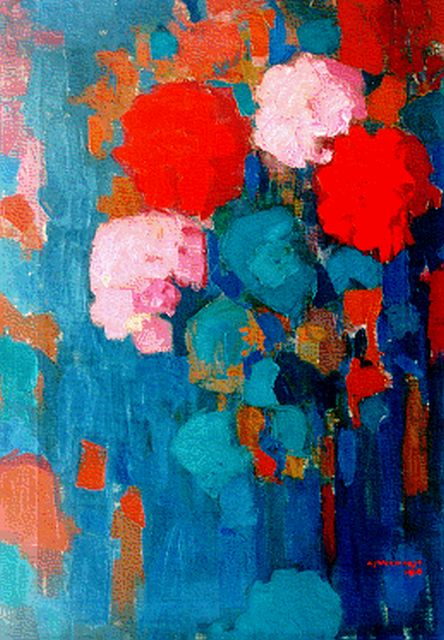 André Verhorst | Bloemen, olieverf op doek, 68,2 x 47,2 cm, gesigneerd r.o. en gedateerd 1916