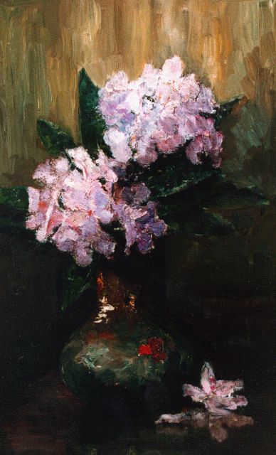 Philip Zilcken | Twee takjes rododendron in gemberpot, olieverf op paneel, 40,0 x 23,2 cm