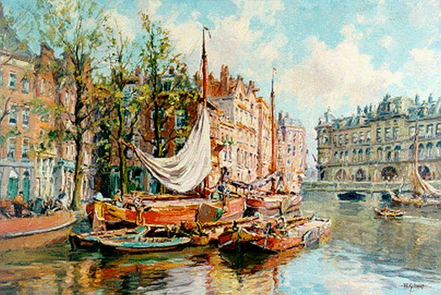 Hendrik Schaap | De Kolkkade in Rotterdam, olieverf op doek, 40,4 x 60,8 cm, gesigneerd r.o.