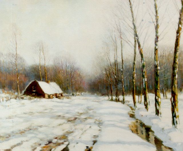 Louis van Soest | Besneeuwd bosgezicht met boerderij, olieverf op doek, 100,5 x 120,5 cm, gesigneerd l.o.