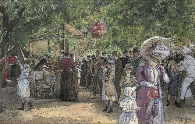 Horrix H.M.  | In de Haagsche dierentuin, aquarel op papier 29,5 x 46,0 cm, gesigneerd r.o. en te dateren 1890-1900