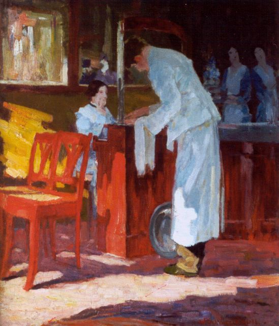 Willem Vaarzon Morel | Melksalon, olieverf op doek, 48,9 x 42,3 cm, gesigneerd r.o.