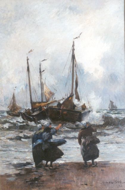 German Grobe | Het uitvaren van de vloot, olieverf op doek, 90,3 x 60,5 cm, gesigneerd r.o. en gedateerd 1903