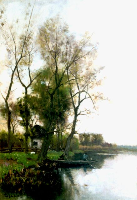 Fredericus Jacobus van Rossum du Chattel | Zomerse vaart, olieverf op doek, 56,7 x 39,6 cm, gesigneerd l.o.