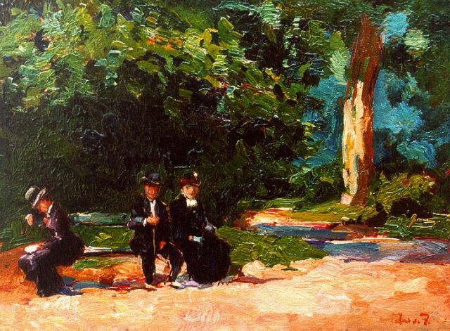 Willem de Zwart | In het Haagse bos, olieverf op paneel, 22,4 x 30,5 cm, gesigneerd r.o. met ini